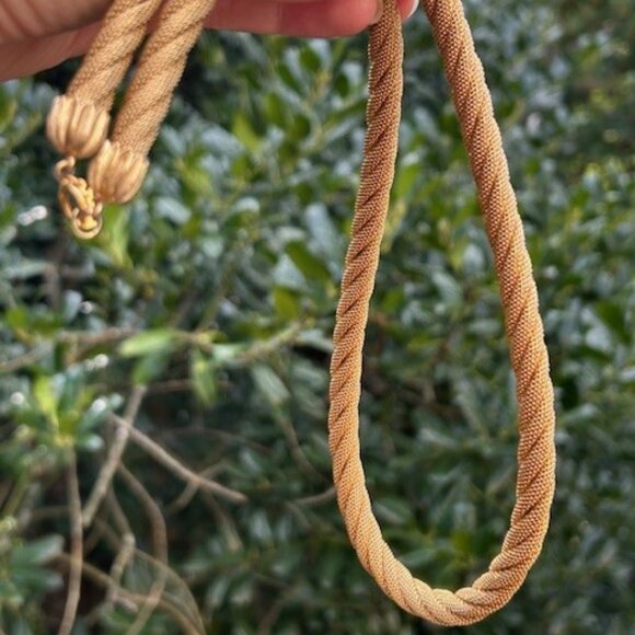 CROWN TRIFARI Gold Twisted Mesh Rope NECKLACE - Picture 1 of 7